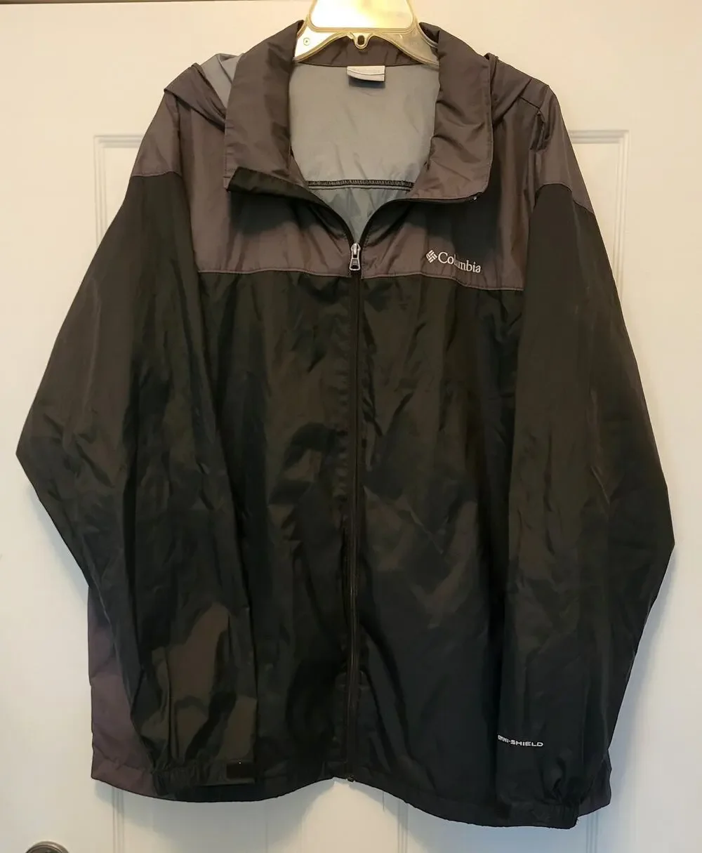Columbia Men’s Size XXL Full Zip Black & Gray Lightweight Jacket Zip Pockets